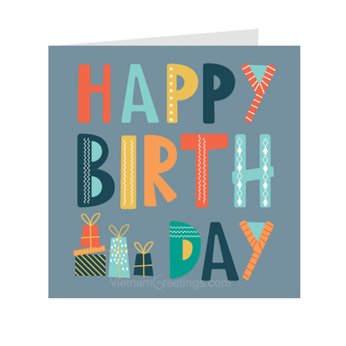 Thiệp sinh nhật Birthday - Grey nhỏ 09BD47