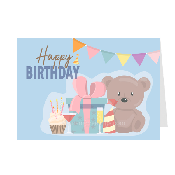 Thiệp sinh nhật Birthday - Thiệp Grey nhỏ 07BD24