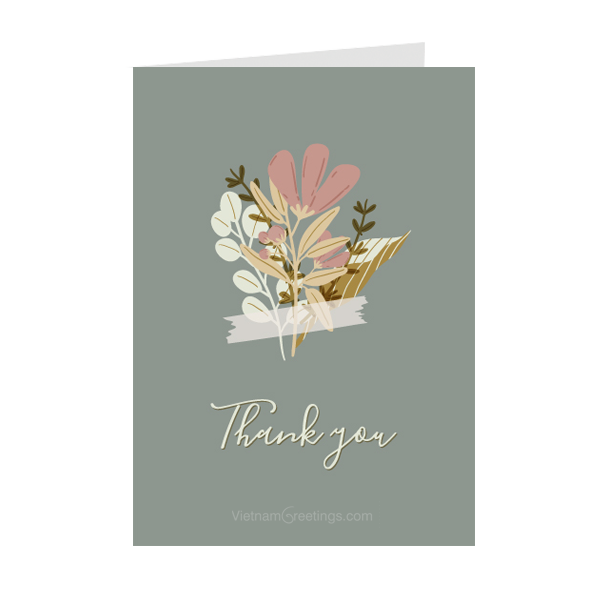 Thiệp cảm ơn Thank you - Thiệp Grey nhỏ 07TY06