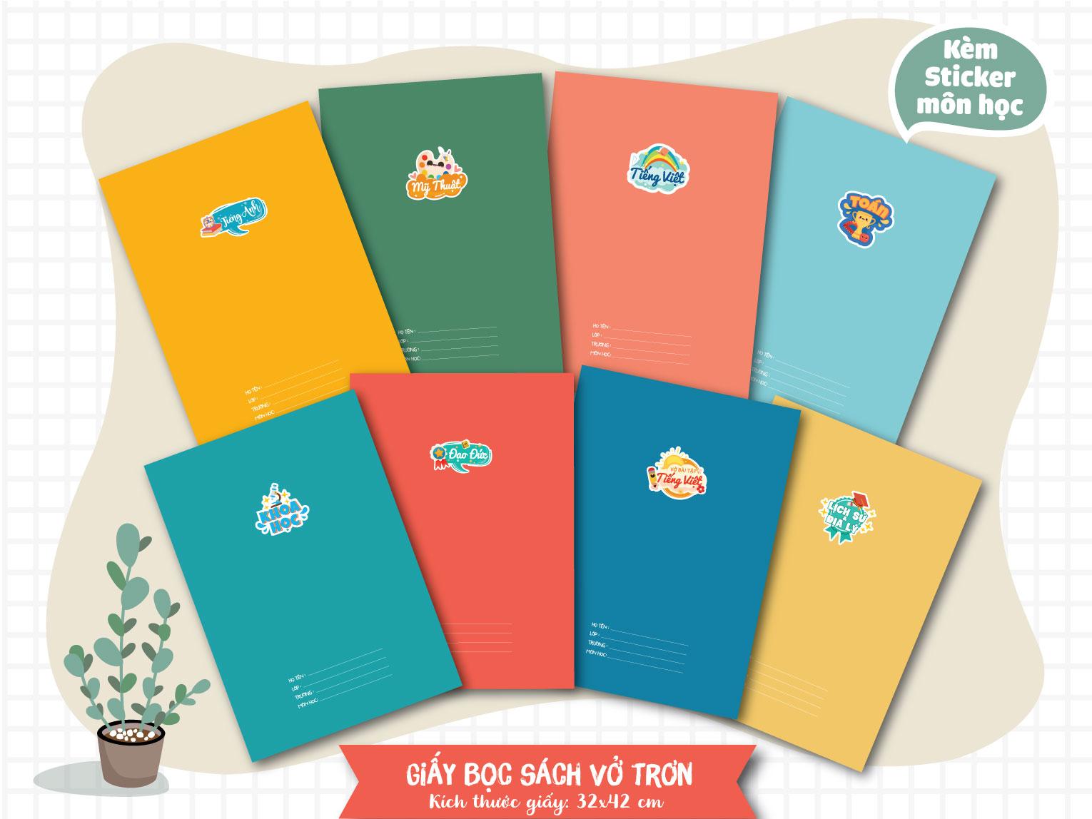 Bộ giấy bọc sách vở kèm Sticker - C1T