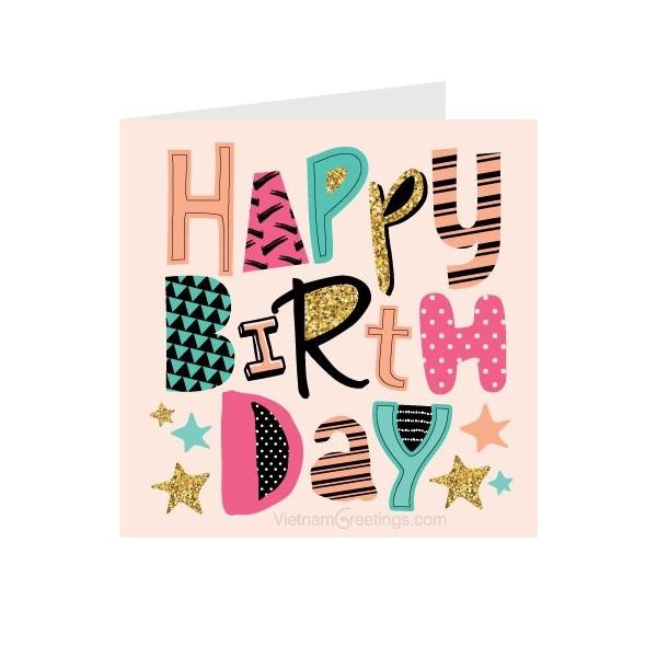 Thiệp sinh nhật Birthday 9x9 cm Grey 09BD52