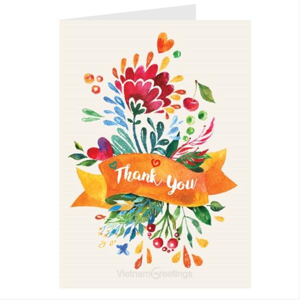 Thiệp cảm ơn Thank you - Thiệp Grey nhỏ 07TY10