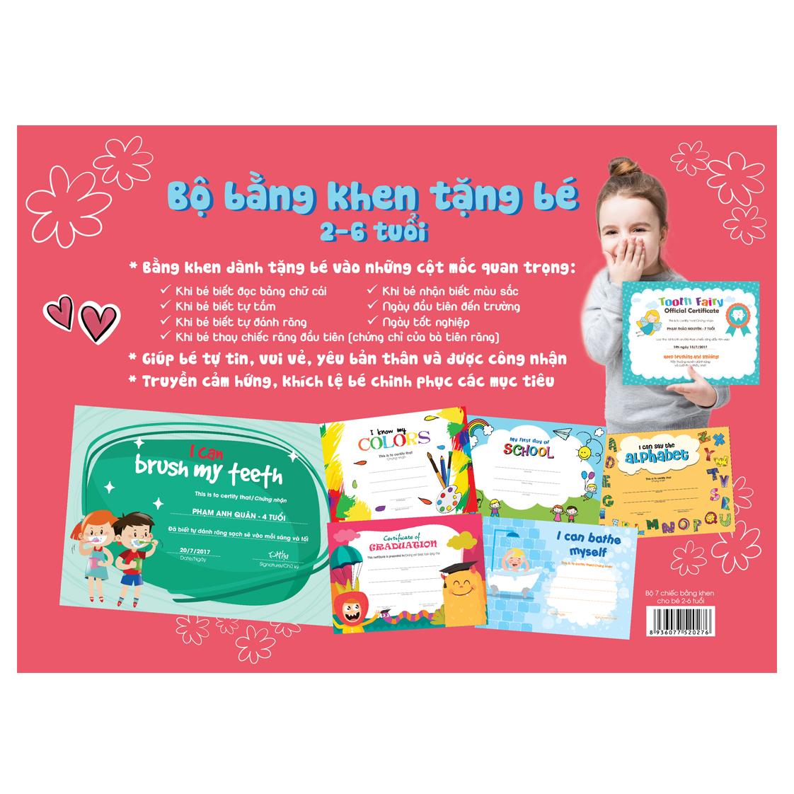 Bộ bằng khen tặng bé từ 2-6 tuổi BK1