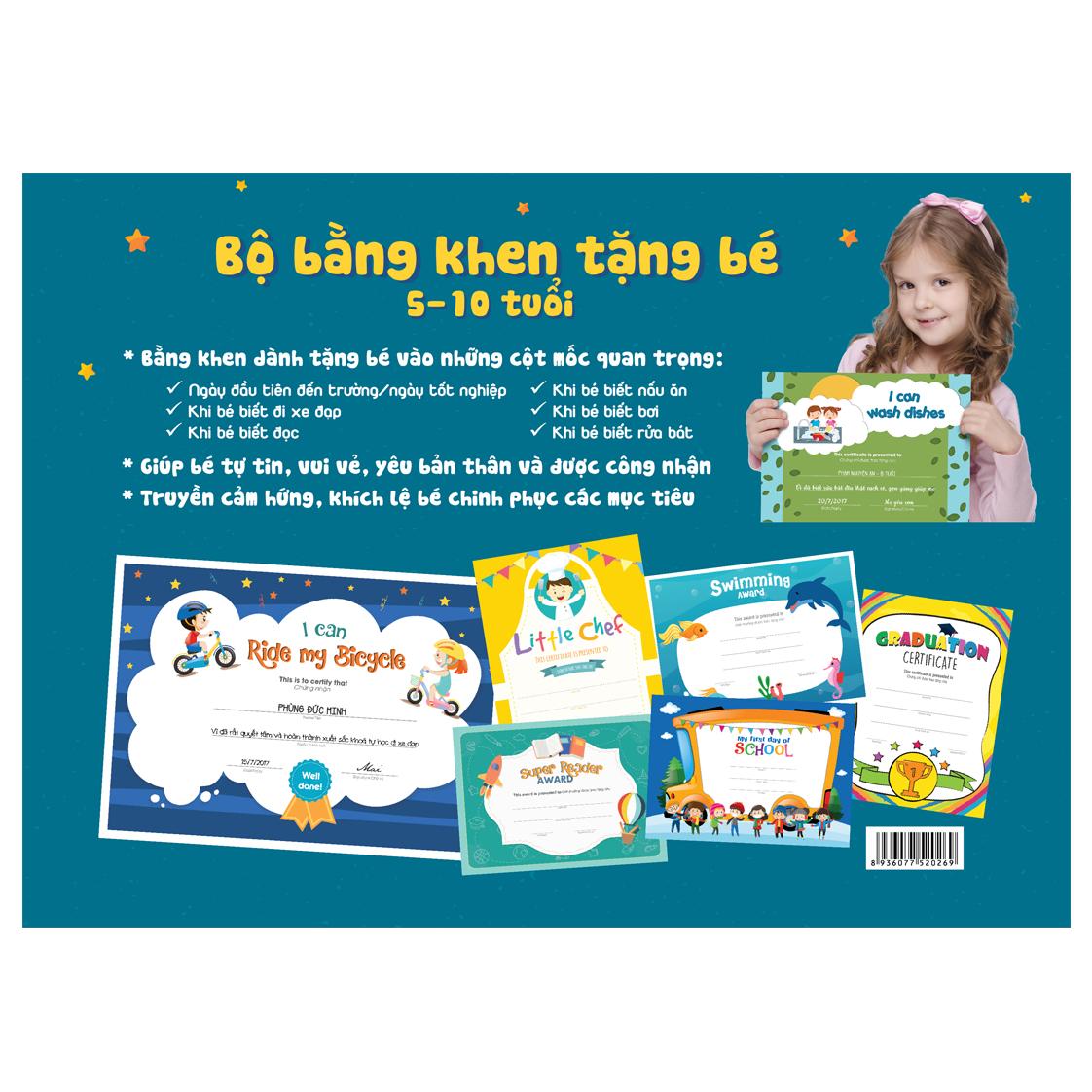 Bộ bằng khen tặng bé từ 5-10 tuổi BK2