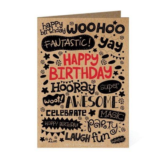 Thiệp giấy Kraft - Thiệp sinh nhật Birthday card TP42