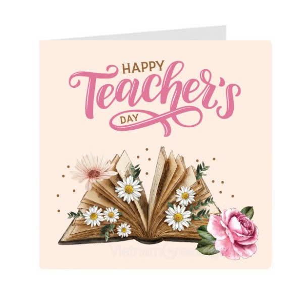 Thiệp ngày nhà giáo VN 20/11 - Thiệp Grey 9x9cm - 09-NG25
