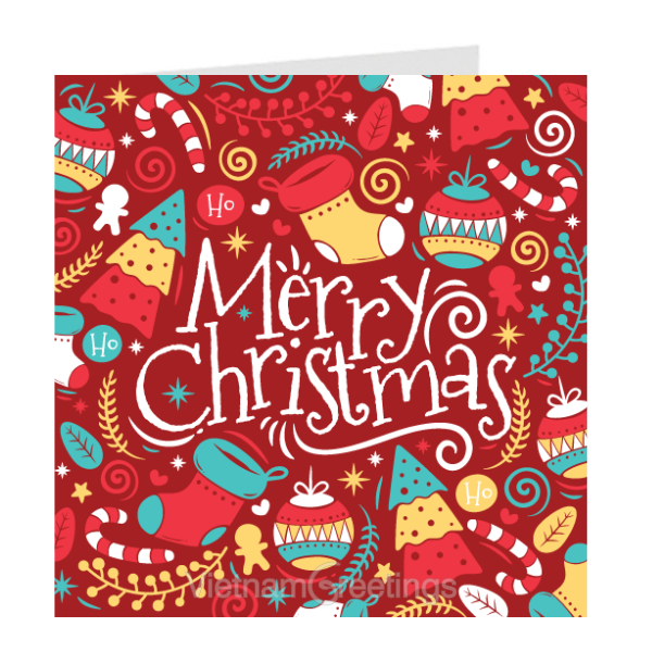 Thiệp giáng sinh Noel Christmas - Thiệp Grey 09XM65 - KT 9x9cm