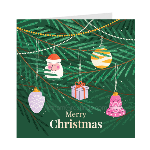 Thiệp giáng sinh Noel Christmas - Thiệp Grey 09XM73 - KT 9x9cm