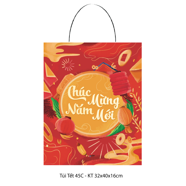 Túi đựng quà tết, túi đựng quà chúc mừng năm mới T45C - 40x32x16cm