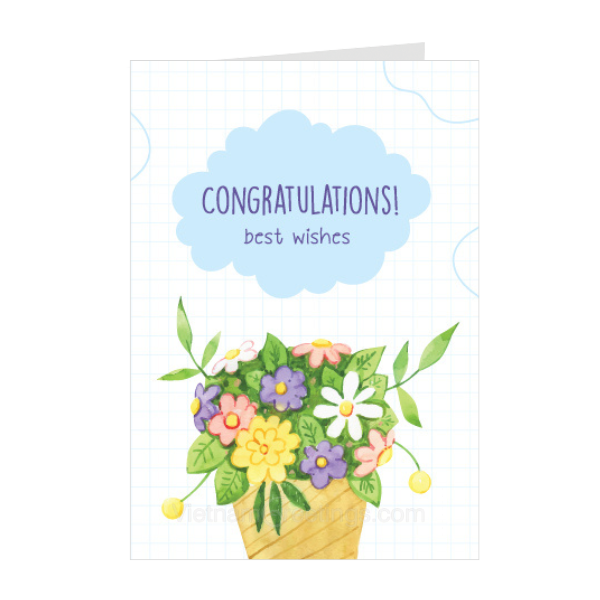 Thiệp chúc mừng Congratulation - Thiệp Grey nhỏ 07CG10 – KT 7.5x10.5cm