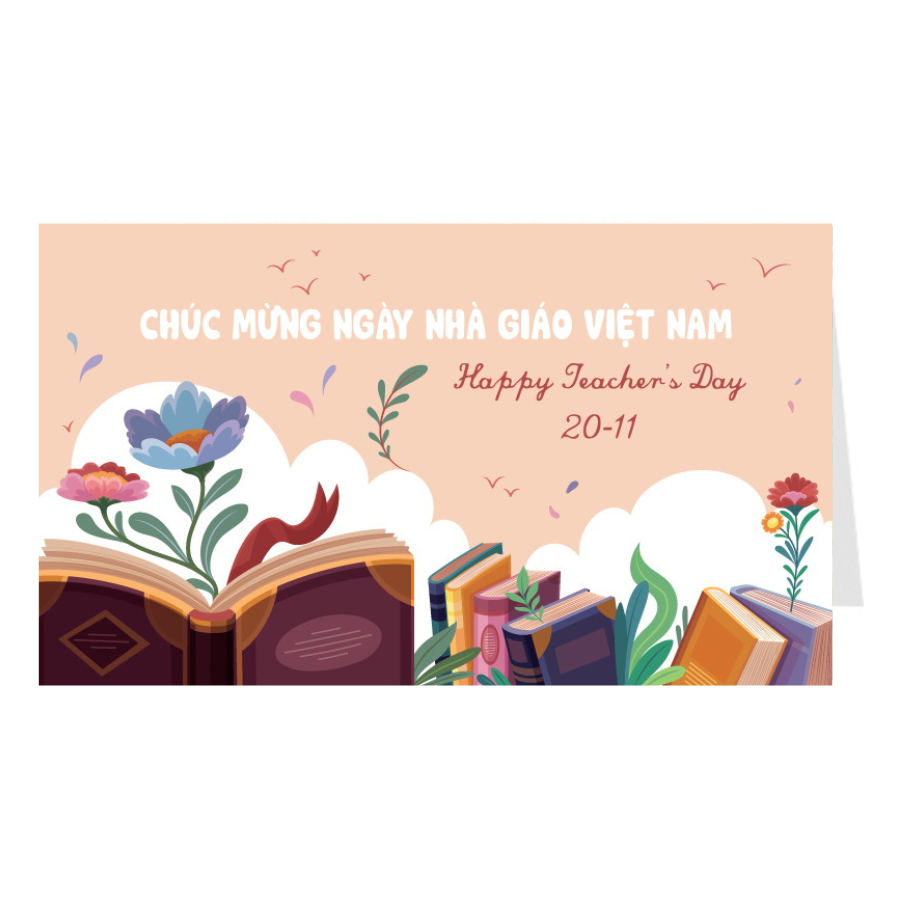 Thiệp ngày Nhà Giáo VN 20-11 - Thiệp Grey dài 11NG80 KT: 10.5x18