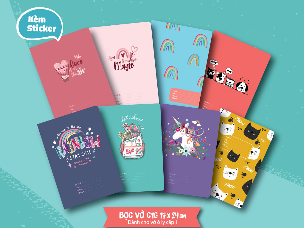 Bộ bọc vở cấp 1 - Mây