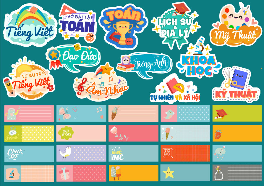 Sticker đi kèm bọc vở Mây C1T